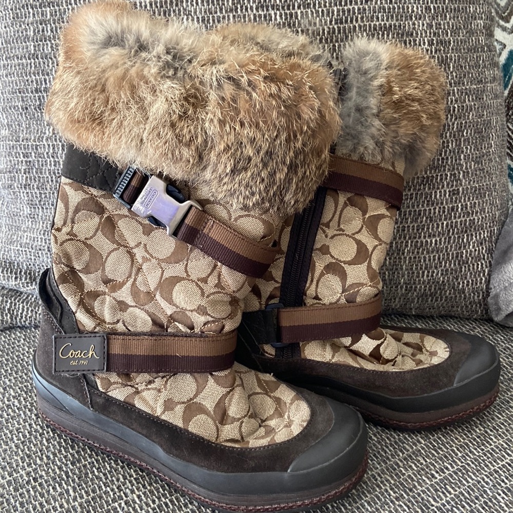 Coach Faux Fur Signature Boots